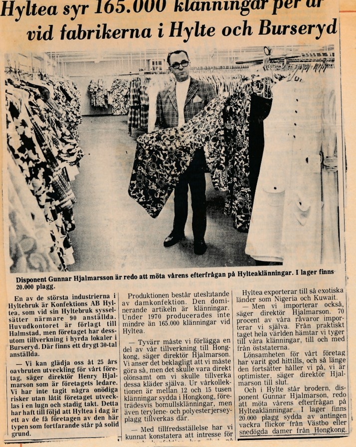 Bild: Tidningsartikel från 1970-tal:et om Hyltea